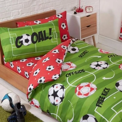 Afbeelding van Rapport Rood Voetbal Dekbedovertrek en Kussensloop Eenpersoons