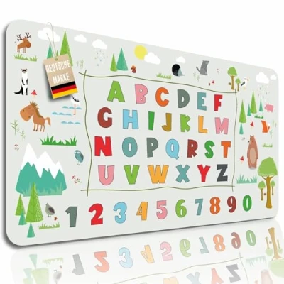Afbeelding van Lineo® Bureauonderlegger voor kinderen, ABC dierenmotief, waterdicht, 70 x 40 cm