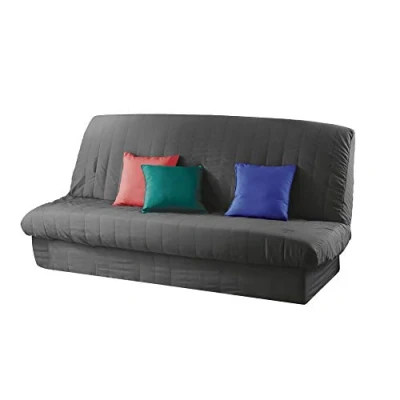 Afbeelding van Douceur d&#039;Intérieur 1603193 matte clic clac beschermhoes. 120 140 cm, 185 200 polyester. Effen, essentieel beton