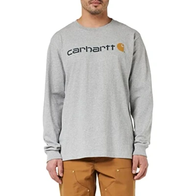 Afbeelding van Carhartt Herenshirt met lange mouwen grafisch logo, casual pasvorm., grijs.