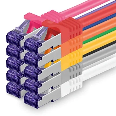 Afbeelding van Cat.7 Ethernet kabel Gigabit LAN netwerkkabel RJ45 set 0,25 m 10 kleuren stuks Cat7 patchkabel (SFTP PIMF LSZH) ruwe Gb/s met Rj 45 connector Cat.6a x meter