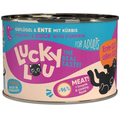 Afbeelding van 6x200g Lucky Lou Lifestage Adult Gevogelte &amp; Eend Nat kattenvoer