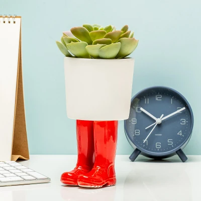 Afbeelding van Regenlaarzen Bloempot Groot/rood