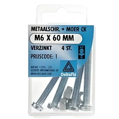 Afbeelding van M.schroef moer ck m6x60mm 4st Deltafix