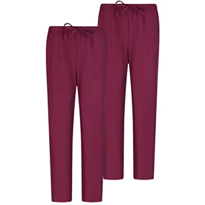 Afbeelding van Misemiya 2 stuks uniseks broek, elastische tailleband, werkuniform, kliniek, hoopital, Granaat 68