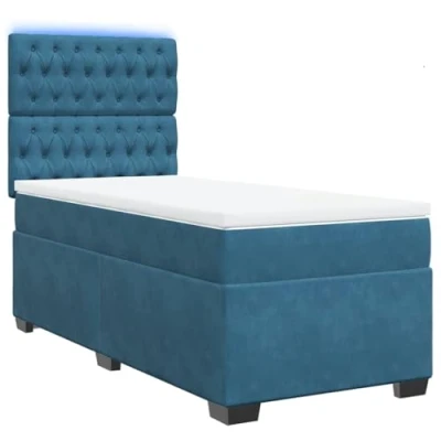 Afbeelding van vidaXL Boxspring met matras fluweel blauw 80x200 cm