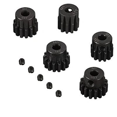 Afbeelding van YUNIQUE GREEN CLEAN POWER Set van 5 tandwielen 11T 12T 13T 14T 15T M1 voor borstelloze RC 1:8 monster/buggy/truck duurzaam metaal, modelbouw, zwart