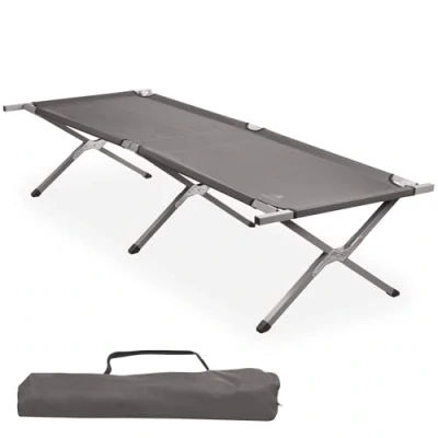 Afbeelding van CampFeuer Campingbed, grijs, belastbaar tot 180 kg, 190 x 74,5 45,5 cm, campingligstoel, zonneligstoel, ligstoel met draagtas,