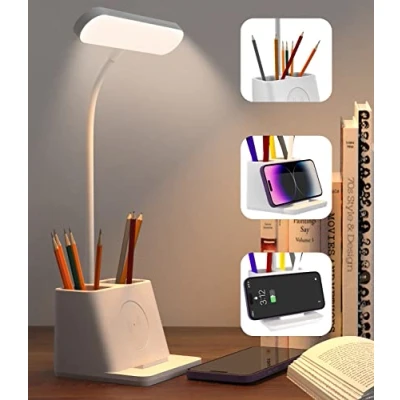 Afbeelding van bureaulamp Kinderen LED, dimbare 3 modus Meerdere helderheidsniveaus, Touch Reading Lamp, bureaulampen met draadloze oplaadfunctie voor werken, studeren