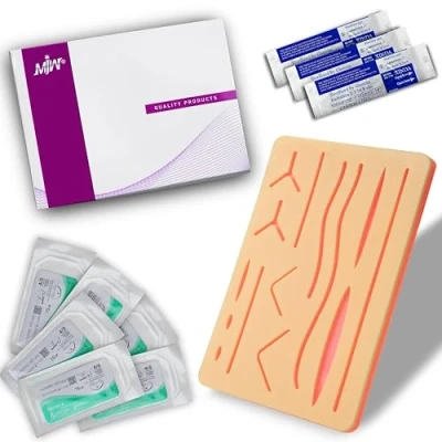 Afbeelding van 3 laags 14 wonden 12,7 x 17,8 cm hechtkussen met duurzame siliconen draad voor gebruik door studenten medische opleiding en praktijk Veterinaire verpleegkundigen
