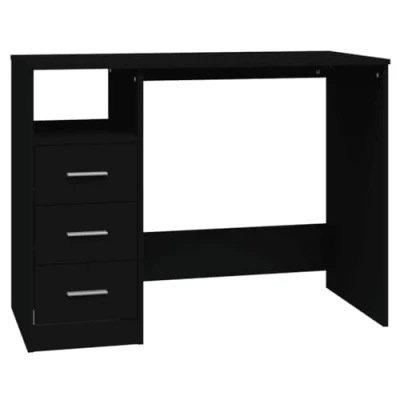 Image de vidaXL Bureau avec tiroirs Noir 102x50x76 cm Bois d&#039;ingénierie823033