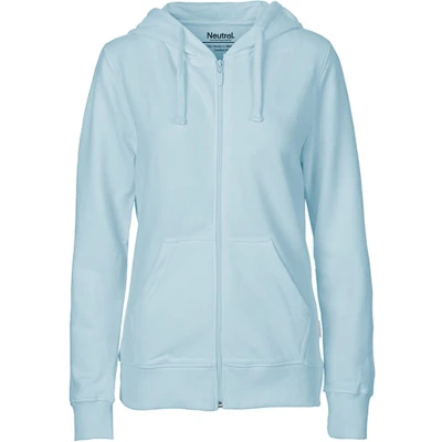 Afbeelding van Fairtrade Ladies Zip Hoodie met capuchon Light Blue XS