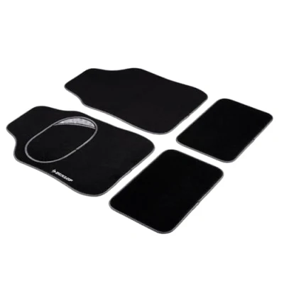 Afbeelding van Dunlop Automatten Set 4 Stuks 2 Auto Vloermatten 66 x 44 CM Matten 28 42 Versterkt Hiel Kussen Anti Slip Zwart
