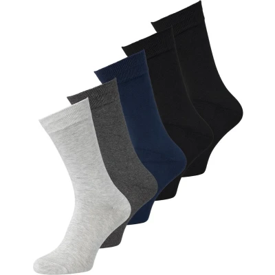 Afbeelding van Jack &amp; Jones Jacbasic 5 PACK Sokken, Heren, Maat: One Size, Black/navy blazer/dark grey melange/light melange