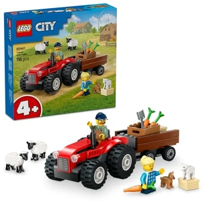 Image de LEGO® City 60461 Tracteur agricole rouge avec remorque et moutons