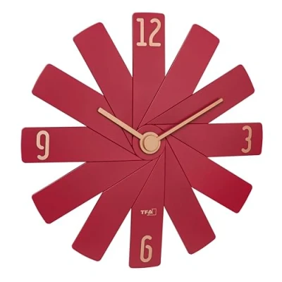 Afbeelding van TFA Dostmann 60.3020.05 Wandklok Kwarts 400 mm x 37 Rood Slepend uurwerk (geluidsloos)