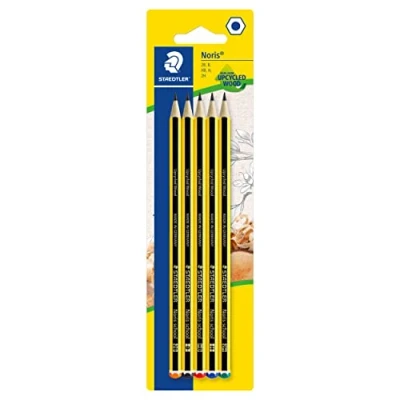Afbeelding van STAEDTLER 121 S BK5D Noris School grafietpotloden, 2B, B, HB, H, 2H, zwart, 5 stuks