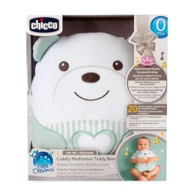 Afbeelding van Chicco Meditatiebeer, zacht elektronisch pluche dier voor kinderen, zachte vulling, 20 minuten ontspannende en meditatieve muziek, licht, machinewasbaar, 0 maanden +, groen