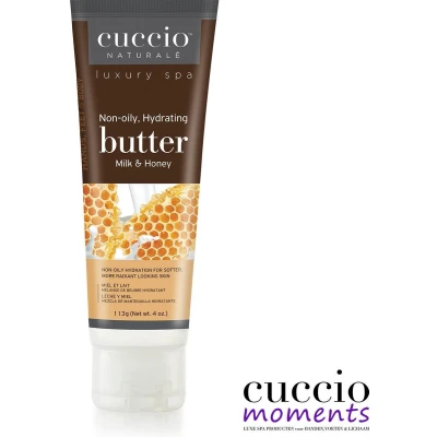 Afbeelding van Cuccio Butterblend Tube 113 gr Milk &amp; Honey 24 uur hydraterend Bodylotion en de perfecte handcrème in 1 Ideaal geschenk gift voor een Spa Ritueel @ Home