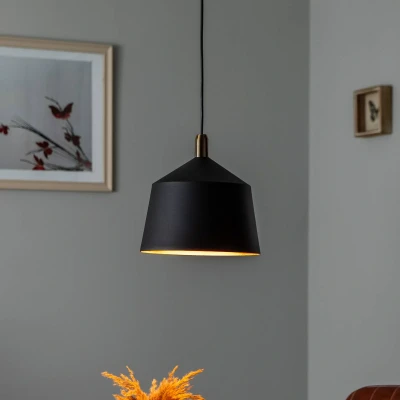 Afbeelding van Saglam 3720 hanglamp 1 lamp Ø25cm zwart/goud