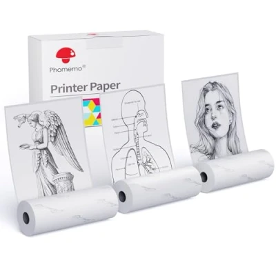 Afbeelding van Phomemo 3 rollen zelfklevend papier voor printer, M02, M02S, M02 Pro, wit, 53 mm breed