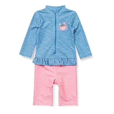 Afbeelding van Playshoes Langarm Einteiler Krebs Eendelig badpak voor kinderen, uniseks, Blauw/Roze