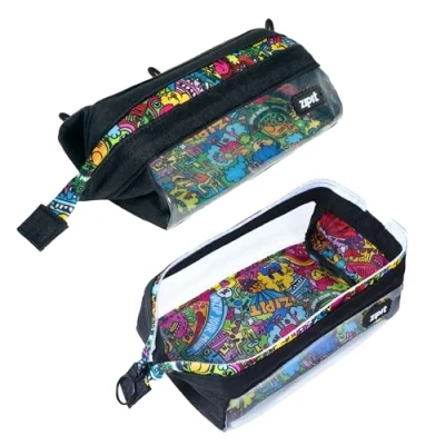 Image de ZIPIT Grande Trousse à crayons transparente pour l&#039;école et le bureau de maquillage avec large ouverture Bleu sarcelle