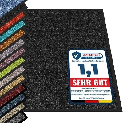 Afbeelding van etm® Schoonloopmat Voetmat in vele maten Deurmat voetveger voor binnen en buiten (zwart, 90x120 cm)