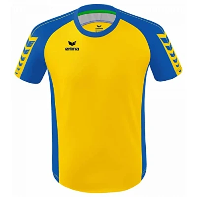 Afbeelding van Erima Six Wings Shirt Korte Mouw Heren Geel / New Royal Maat: L