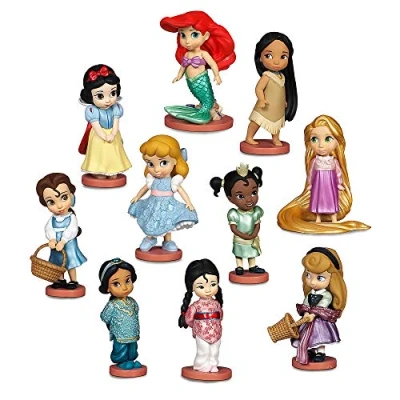 Afbeelding van Prinsessen uit de officiële Disney Store, 10 figuren in klassieke jurken Tiana, Belle, Prinses Jasmine, Sneeuwwitje, Assepoester, Aurora, Ariël, Rapunzel, Mulan en Pocahontas, vanaf 3 jaar