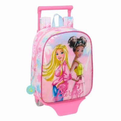 Afbeelding van Schoolrugzak met Wielen Barbie Painterly Roze Hemelsblauw 22 x 27 10 cm