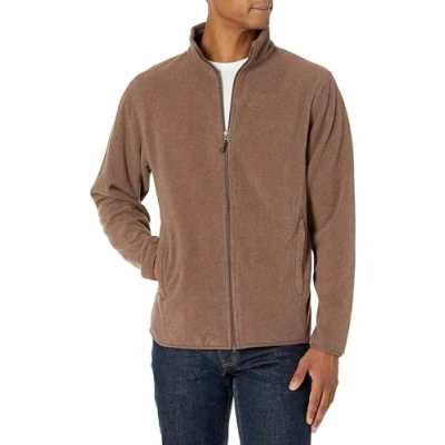 Image de Amazon Essentials Veste polaire à fermeture éclair intégrale (grandes tailles disponibles) Men&#039;s, Brun Chiné, L