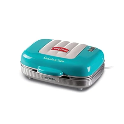 Afbeelding van Ariete 1972/01 50&#039;s Style tosti apparaat ook voor donuts &amp; muffins 700W 3 verwisselbare platen licht blauw