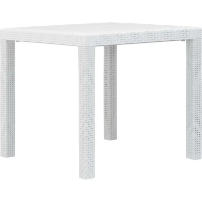 Afbeelding van Tuintafel 79x79x72 cm rattan look kunststof wit