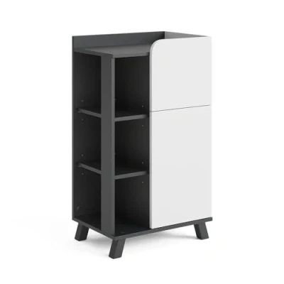 Afbeelding van Vicco KarenMidikast 50 x 90 cm met deur en lade Antraciet/wit