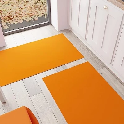 Afbeelding van PETTI Artigiani Italiani keukentapijt, wasbaar, antislip, effen 52 x 380 cm, oranje, 100% Made in Italy