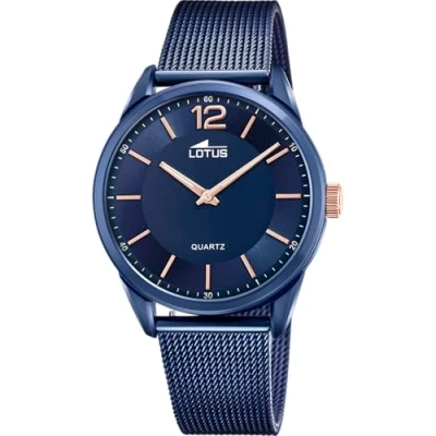 Afbeelding van LOTUS Herenhorloge 18735/A Minimalist 316l roestvrij stalen kast blauw band armband, Blauw, Armband