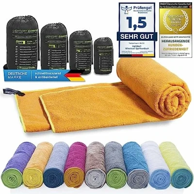 Afbeelding van sporthanddoek, rugzak van microvezel, originele voor dames en heren, reishanddoek, sneldrogend, licht antibacterieel (oranje, 60 x 30 cm)