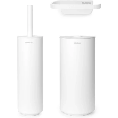 Afbeelding van Brabantia MindSet Toiletaccessoireset 3 delig Hygiënische toiletborstel en rolhouders Mineral Fresh White (3 stuks)