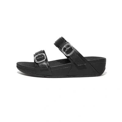 Afbeelding van FitFlop Lulu Verstelbare Leren Slides ZWART Maat 36