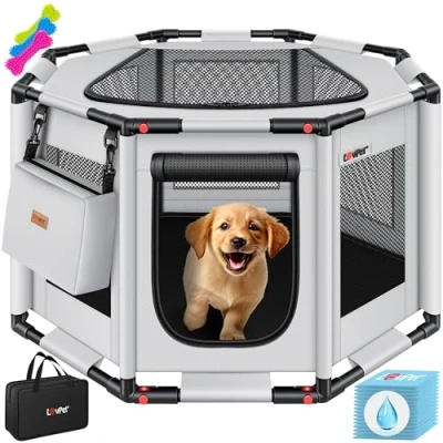 Afbeelding van LOVPET® Puppyren opvouwbaar Hondenren Binnen &amp; Buiten Hondenbench Ren voor Honden Katen Knaagdieren Konijnenren