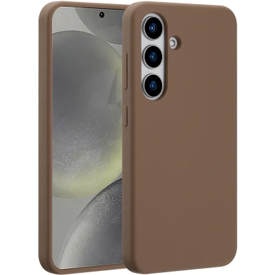 Afbeelding van Accezz Hoesje Geschikt voor Samsung Galaxy S25 Siliconen Liquid Silicone Backcover MagSafe Lichtbruin