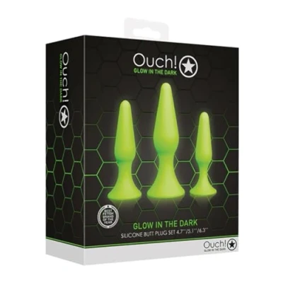 Afbeelding van Shots Ouch! Butt Plug Set neon green/black
