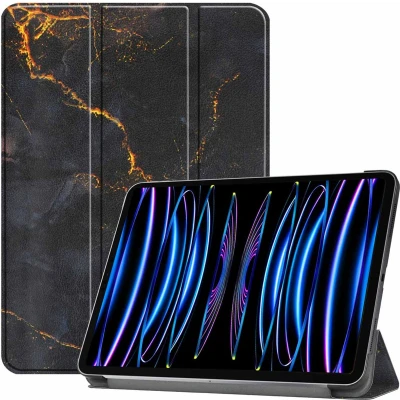 Afbeelding van iMoshion Tablet Hoes Geschikt voor iPad Pro 11 (2022) / (2021) Design Trifold Bookcase Zwart /Black Marble