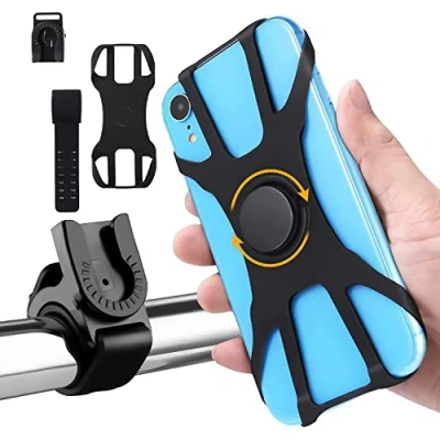 Afbeelding van PFLYPF mobiele telefoonhouder voor fiets, motorfiets, navigatiehouder, 360 graden draaibaar, afneembare siliconen, geschikt telefoons van 4,5 tot 7 inch