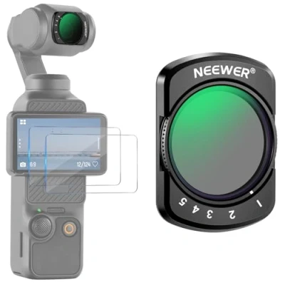 Afbeelding van Variabel ND2 32 filter compatibel met DJI Osmo Pocket 3, magnetisch verstelbaar ND filter, 1 5 beperkte stops, accessoires voor actiecamera, HD optisch glas, inclusief 2 LCD schermbeschermers,