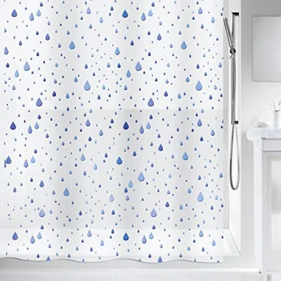 Afbeelding van Spirella Waterdrop Douchegordijn Blauw Vinyl 200 x 180 cm