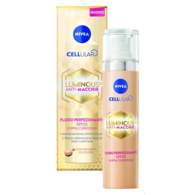 Afbeelding van NIVEA Cellular Luminous630 Anti taches visage 40 ml Liquide perfectionnant SPF 20 Crème colorée enrichie en et acide hyaluronique pour lutter contre les signes du temps