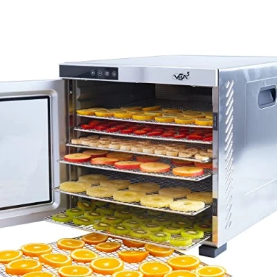 Afbeelding van Vita5 Nobel Pro 10 Voedseldroger Dehydrator Laags XXL Droogoven RVS 24 Uurs Timer Led bedieningspaneel 1000 Watt