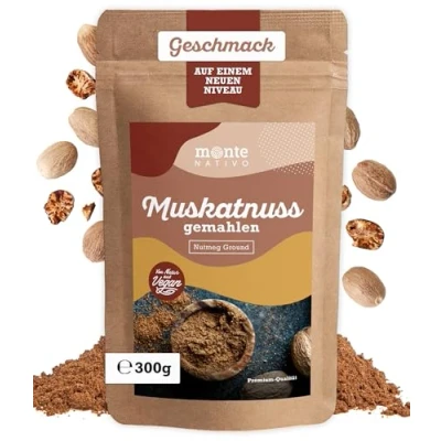 Afbeelding van Monte Nativo gemalen nootmuskaat (300 g) hoogwaardige om te bakken, perfect voor curry en chai ideaal nootmuskaatrasp